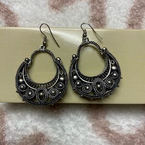 Gorgeous Mandala Bohemian Antique Silver Tone Earrings